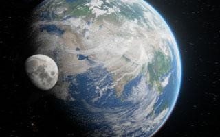 opção vídeo da terra junto da lua